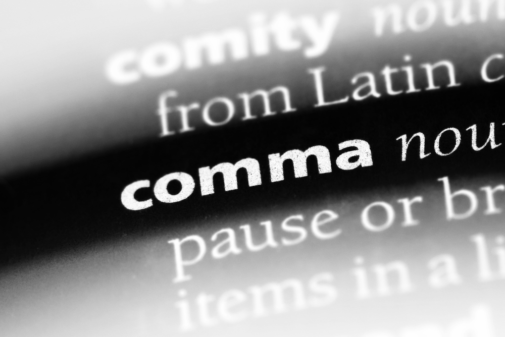 comma word in a dictionary. comma concept