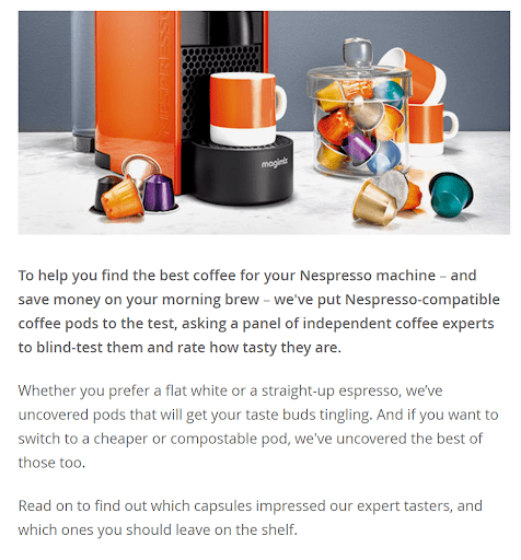 nespresso product review example