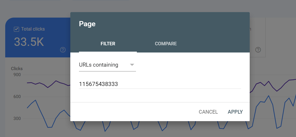 URL filter in GSC