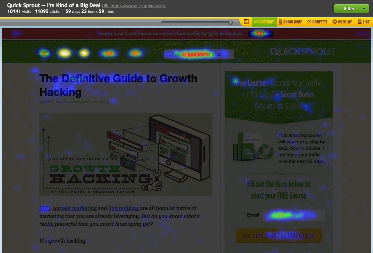 Example of a heat mapping tool in action